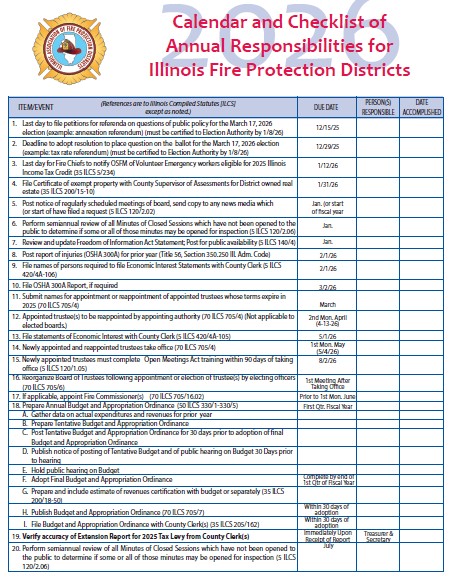 Image of calendar and checklist 2026